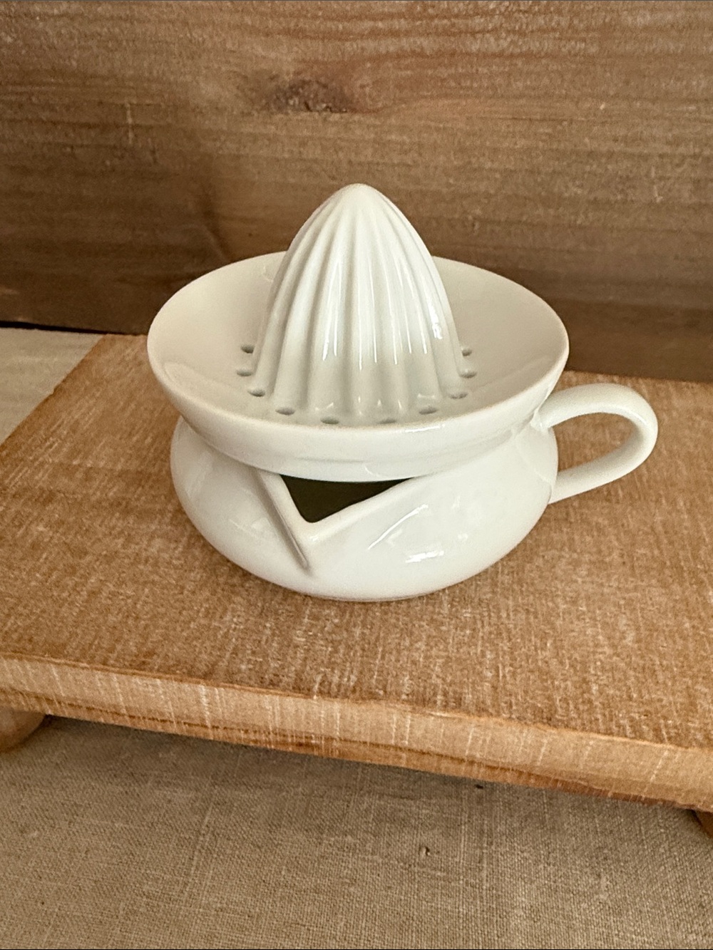 Vintage White Porcelain 2-Piece Citrus Juicer Reamer - China Blank